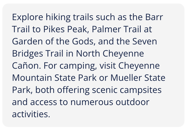 Outdoor Activities, Colorado Springs, CO