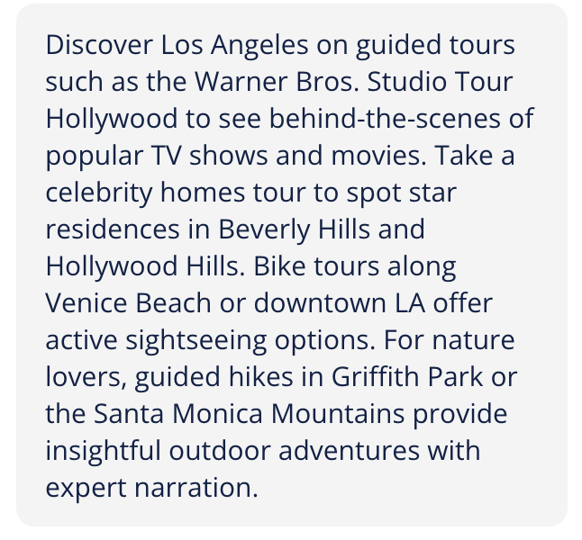 Guided Tour Recommendations, Los Angeles