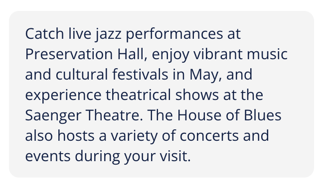 Live Event Recommendations, New Orleans, LA